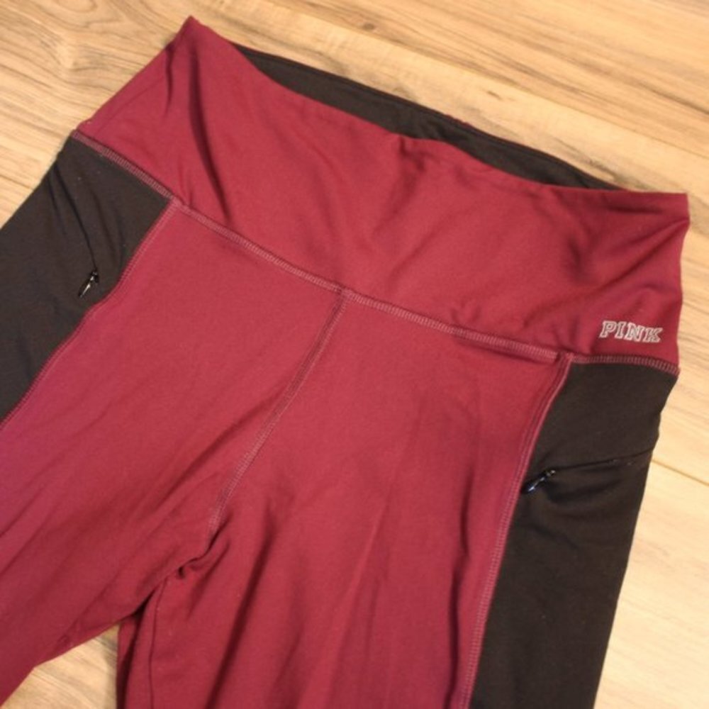 Victoria's Secret PINK High Waisted Maroon Activewear Leggings - Picture 4 of 7